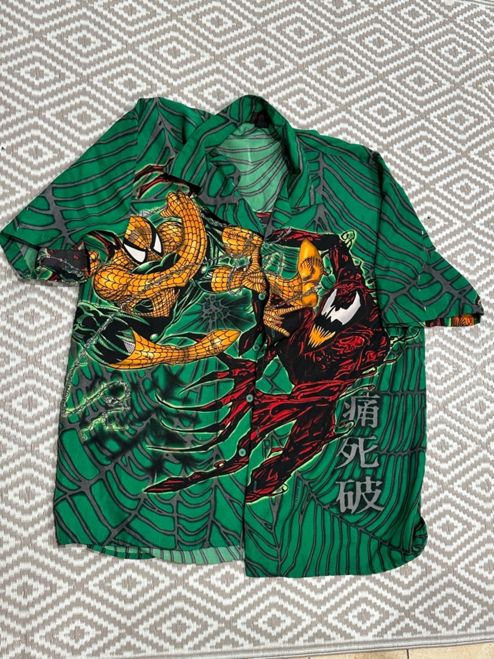 Vintage Spider-Man Carnage Button Up Shirt Y2K Comics Size XL